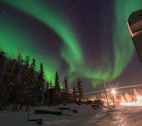 Aurora at night in Old Crow