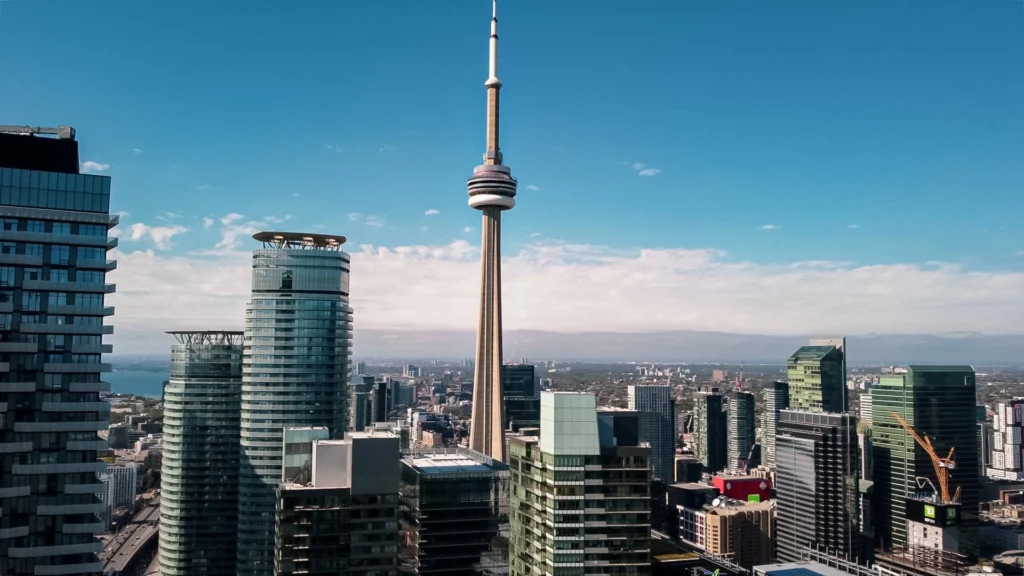 View of the Toronto skyline, featuring the CN tower