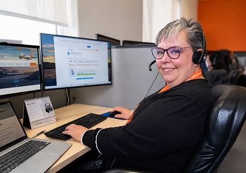 call centre agent smiling