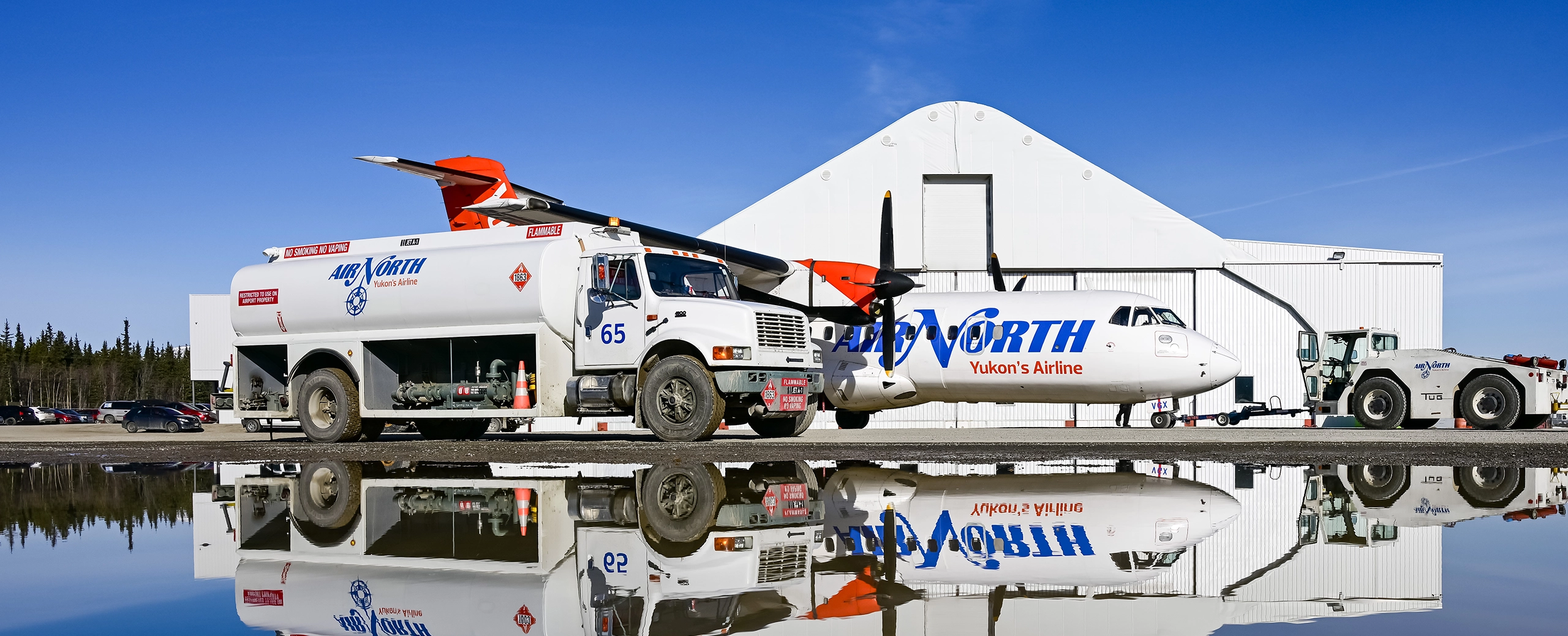 FBO chieftain air north fuelling aircraft truck next to atr