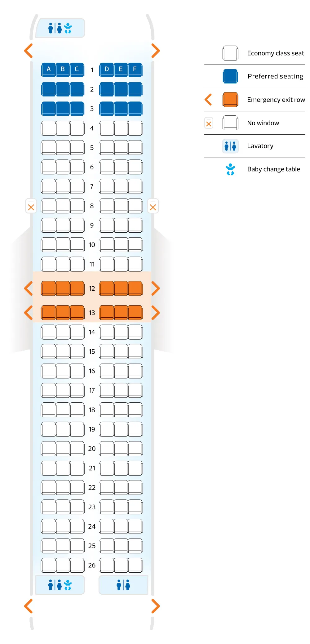 Seating plan for B734
