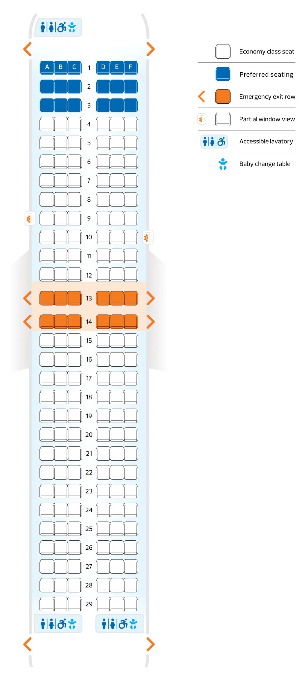 Seating plan for B738