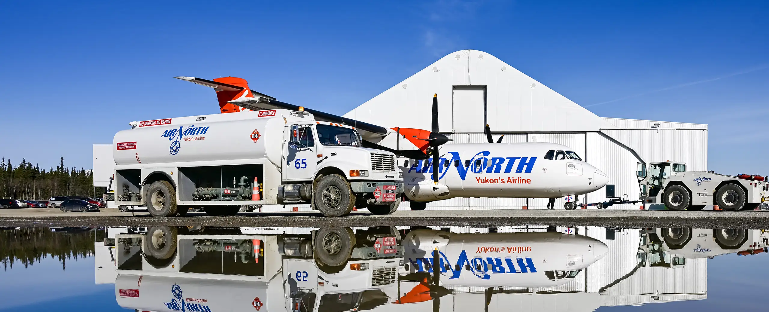 FBO chieftain air north fuelling aircraft truck next to atr